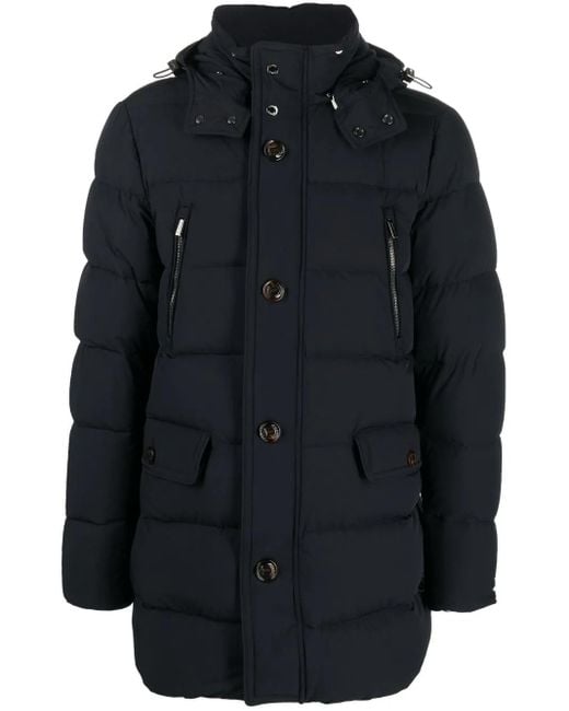 Moorer Blue Button-Down Padded Coat for men