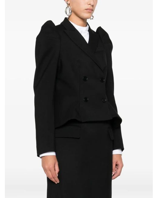 McQueen Black Puff-Sleeve Double-Breasted Jacket