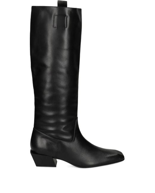 Ras Black Knee-High Square-Toe Boots