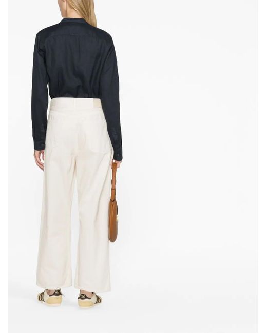 Aspesi Blue Button-Up Linen Shirt