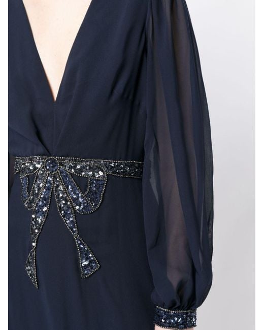 Sachin & Babi Blue Ramsey Sequin-embellished Gown