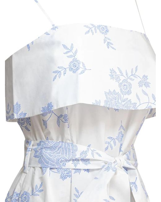La Maison Talulah White Floral-Print Belted Midi Dress