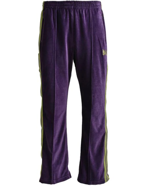 Needles Blue Side-Stripe Velour Track Pants for men