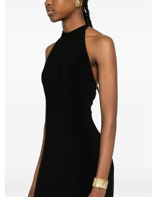 Norma Kamali Black Side Slit Long Dress