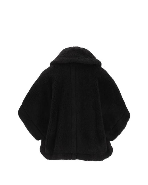 Max Mara Black Teddy Button-Down Cape