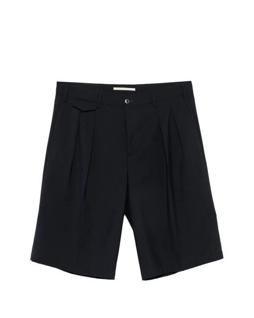 Briglia 1949 Black Pleated Button Shorts for men