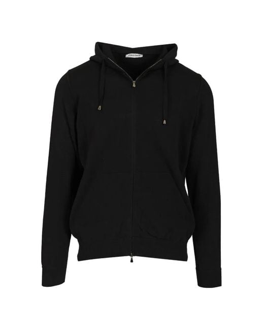 Al Duca D'aosta Black Zip-Fastening Drawstring Hoodie for men
