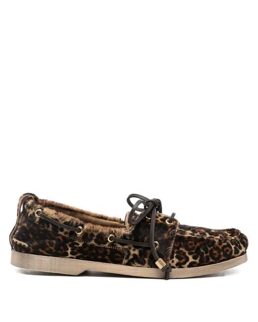 Golden Goose Deluxe Brand Brown Leopard-Print Boat Shoes for men