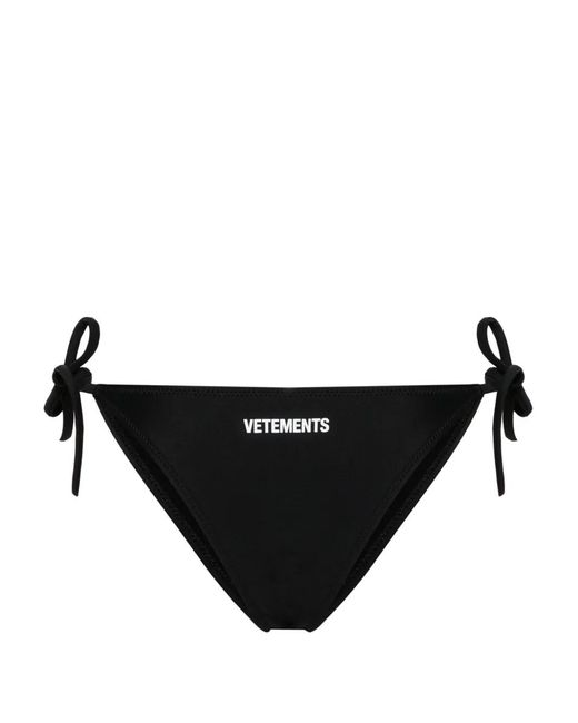 Vetements Black Logo-Print Tied Bikini Bottom