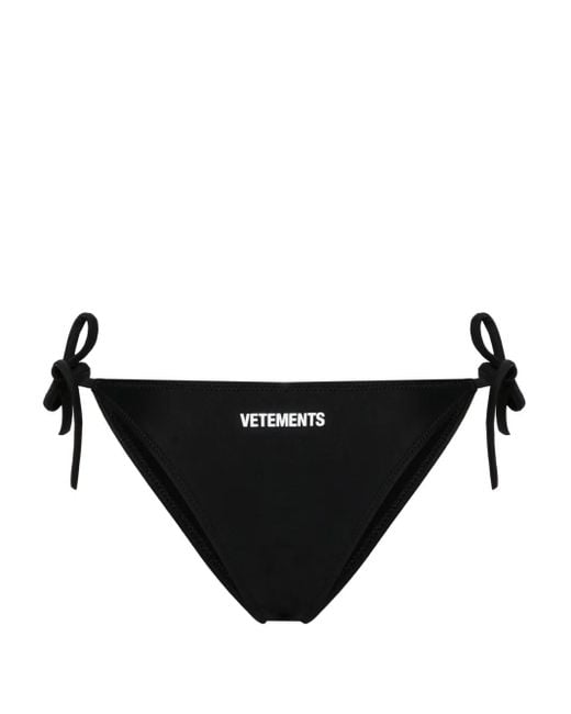 Vetements Black Logo-Print Tied Bikini Bottom