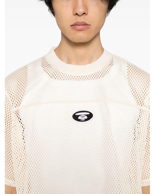 T-Shirt Con Applicazione Logo di Aape By A Bathing Ape in Natural da Uomo
