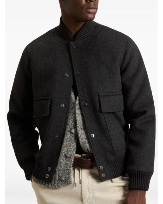 Woolrich Black Wool Twill Pocket Bomber for men