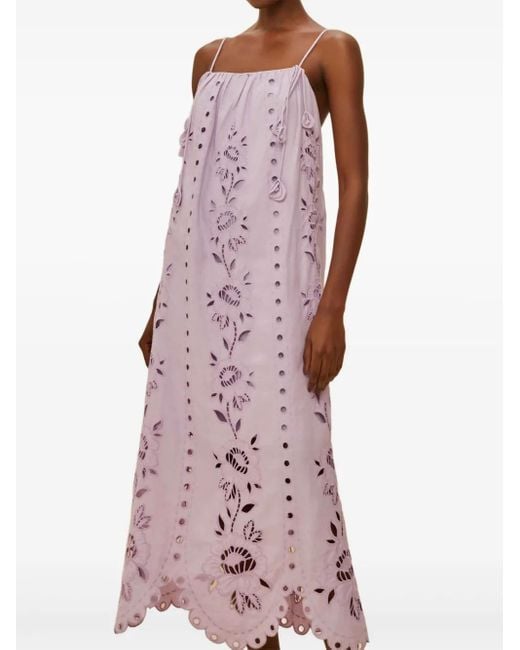 Abito Lungo A Fiori Con Dettaglio Cut-Out di Farm Rio in Purple