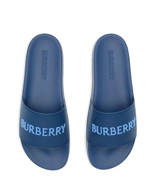 Burberry Blue Logo Slides for men