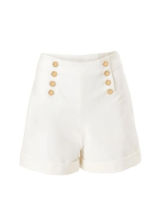 Carolina Herrera White High-Waisted Wide-Leg Shorts