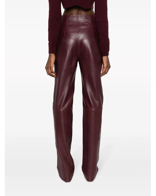 Alberta Ferretti High-Waist Flared Leather Trousers