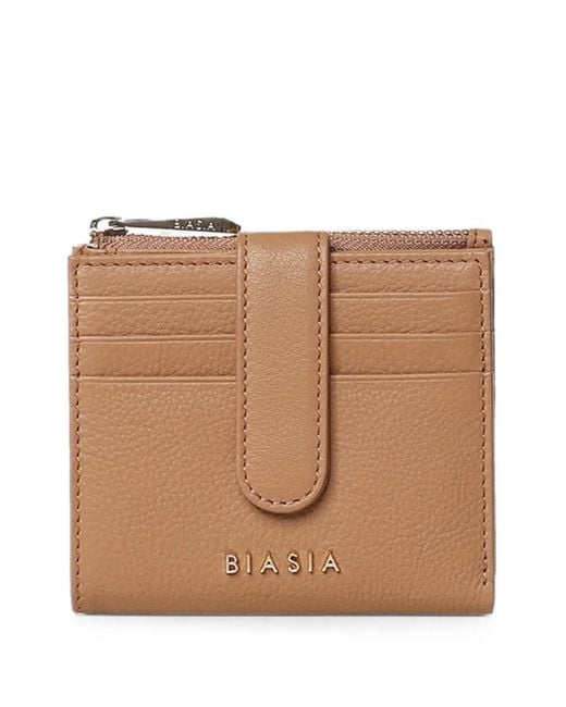 BIASIA Brown Portefeuille Grainé À Plaque Logo