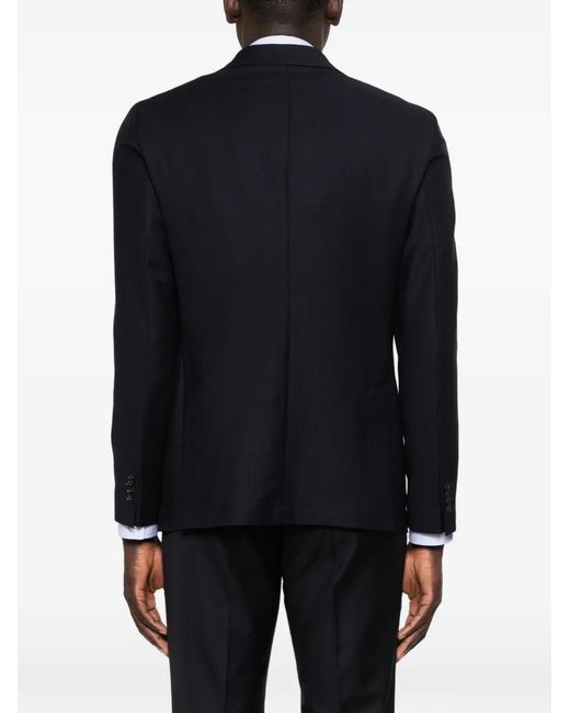 Manuel Ritz Blue Notched-Lapels Single-Breasted Blazer for men