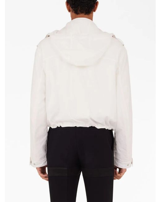 Ferragamo White Cropped Hooded Jacket for men