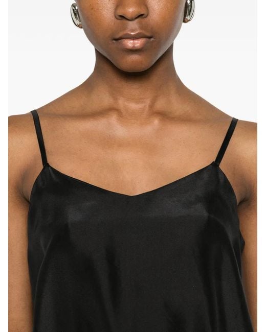 A Tentative Atelier Black Satin-Finish A-Line Dress