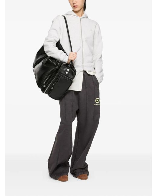 Acne Gray Logo-Print Elasticated-Waist Trousers
