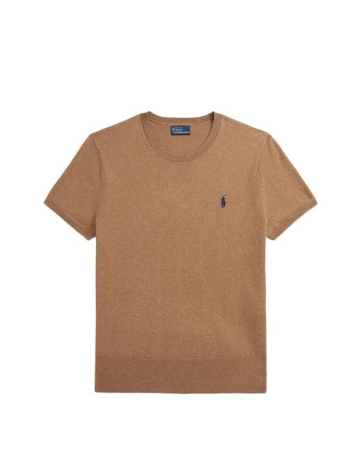 Polo Ralph Lauren Brown Logo-Embroidered Knitted Top