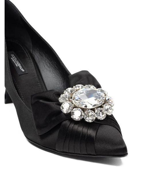 Dolce & Gabbana Black Crystal-Embellished Bow-Detail Pumps