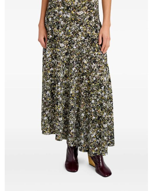 Proenza Schouler Black Tamara Printed Midi Dress