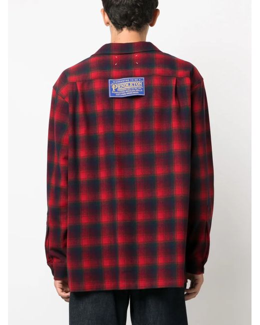 Maison Margiela Red X Pendleton Checked Wool Shirt for men