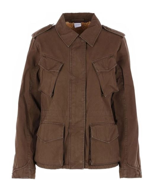 Aspesi Brown Pocketed Collared Military Jacket