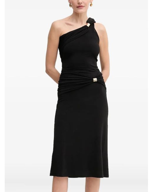 Hervé Léger Black Sofia One-Shoulder Ring Top