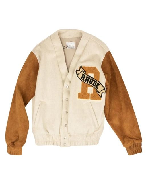 Rhude Natural /Tan" Suede Bomber Jacket for men