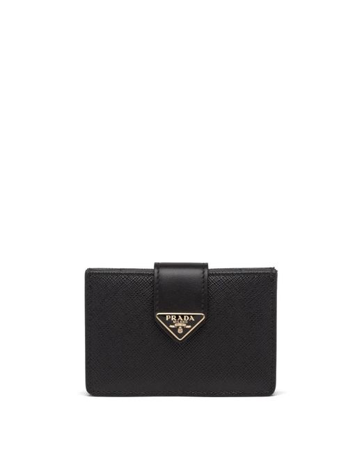Prada Black Logo-Plaque Leather Card Holder