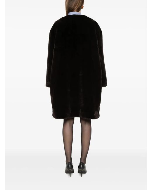 Frankie Shop Black Offener Mantel Aus Faux Fur