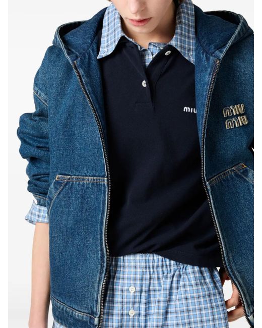 Miu Miu Jas Met Capuchon in het Blue