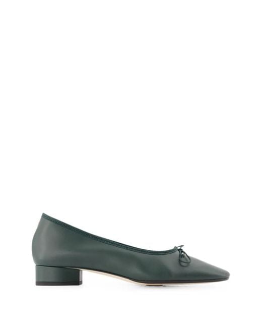 Aeyde Green Onda Bow-Detail Leather Pumps