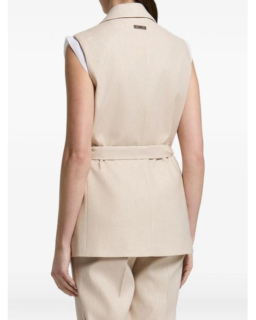 Peserico Natural Belted Sleeveless Jacket