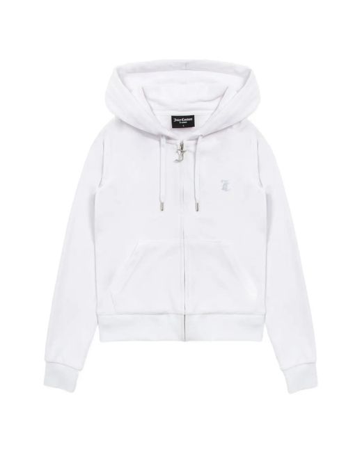 Juicy Couture White Hoodie En Velours À Logo Strassé