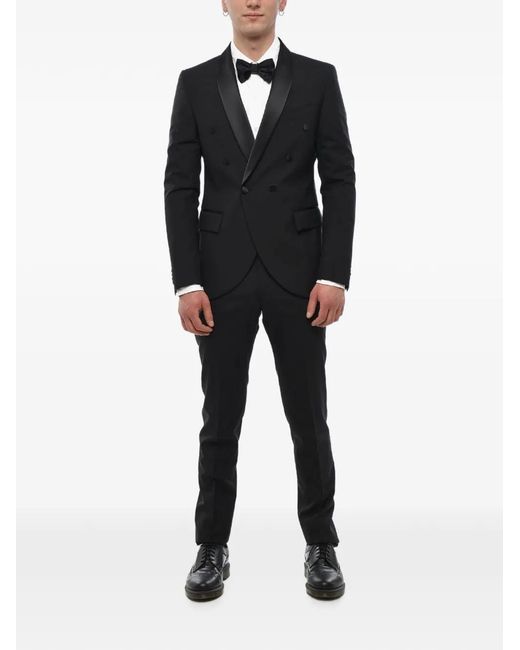 Corneliani Black Code Satin-Lapel Double-Breasted Suit for men