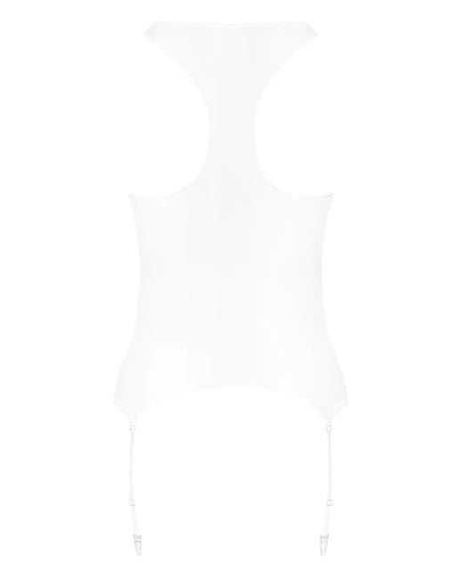 Maison Close White La Femme Amazone Suspenders-Detail Tank Top