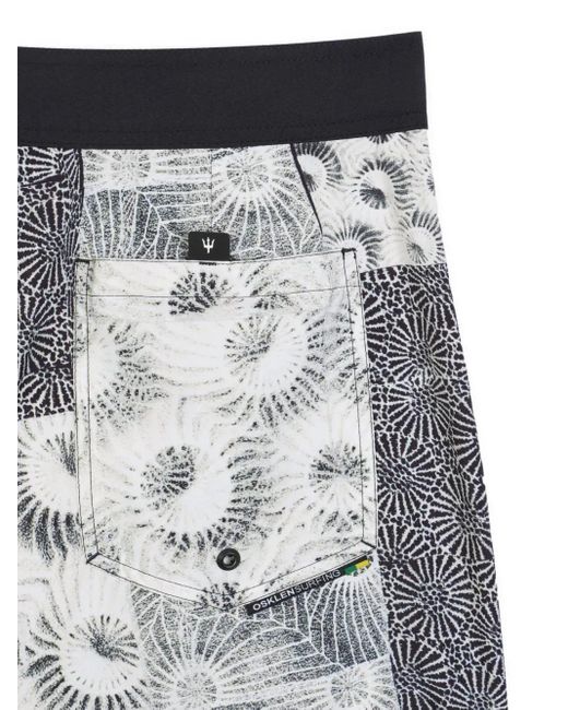 Osklen Gray Patchwork Floral Shorts for men