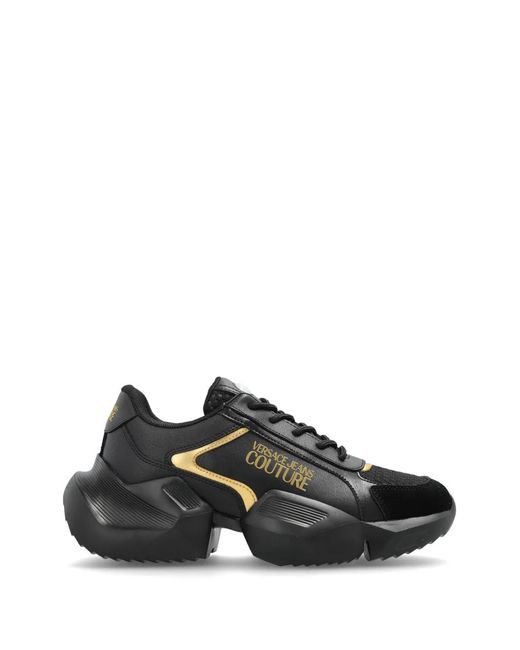 Versace Jeans Couture Black Baskets En Cuir À Empiècements