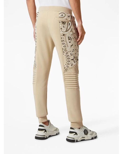 Philipp Plein Natural Bandana-Print Track Pants for men