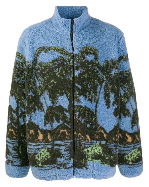 Stussy Blue Zip-front Fleece Jacket for men
