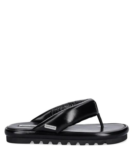 Naked Wolfe Black Hilary Padded Leather Thong Slides