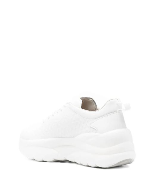 Geox White Lace-Up Sneakers
