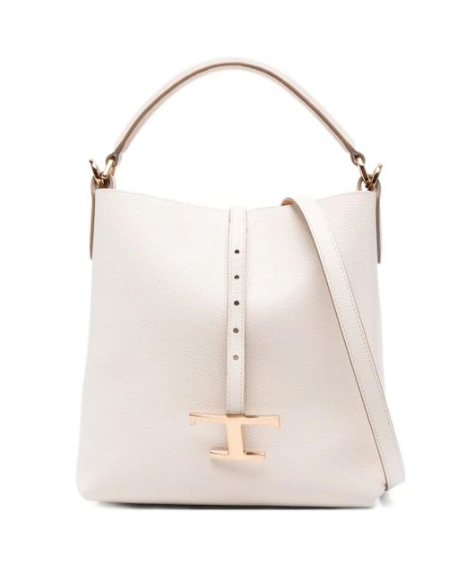 Tod's White Mini T Timeless Leather Bucket Bag