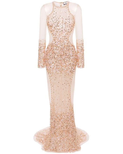 Elisabetta Franchi Pink Sequin-embellished Maxi Dress