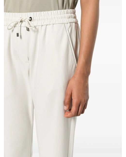 Brunello Cucinelli White Neutral Monilli Chain-embellished Trousers - Women's - Cotton/brass/elastane/acetatesilk