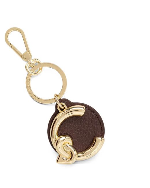 Coccinelle Metallic C-Me Logo-Plaque Leather Keyring